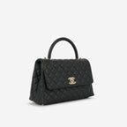 Chanel Medium Coco Handle - Black Caviar | Champagne Gold