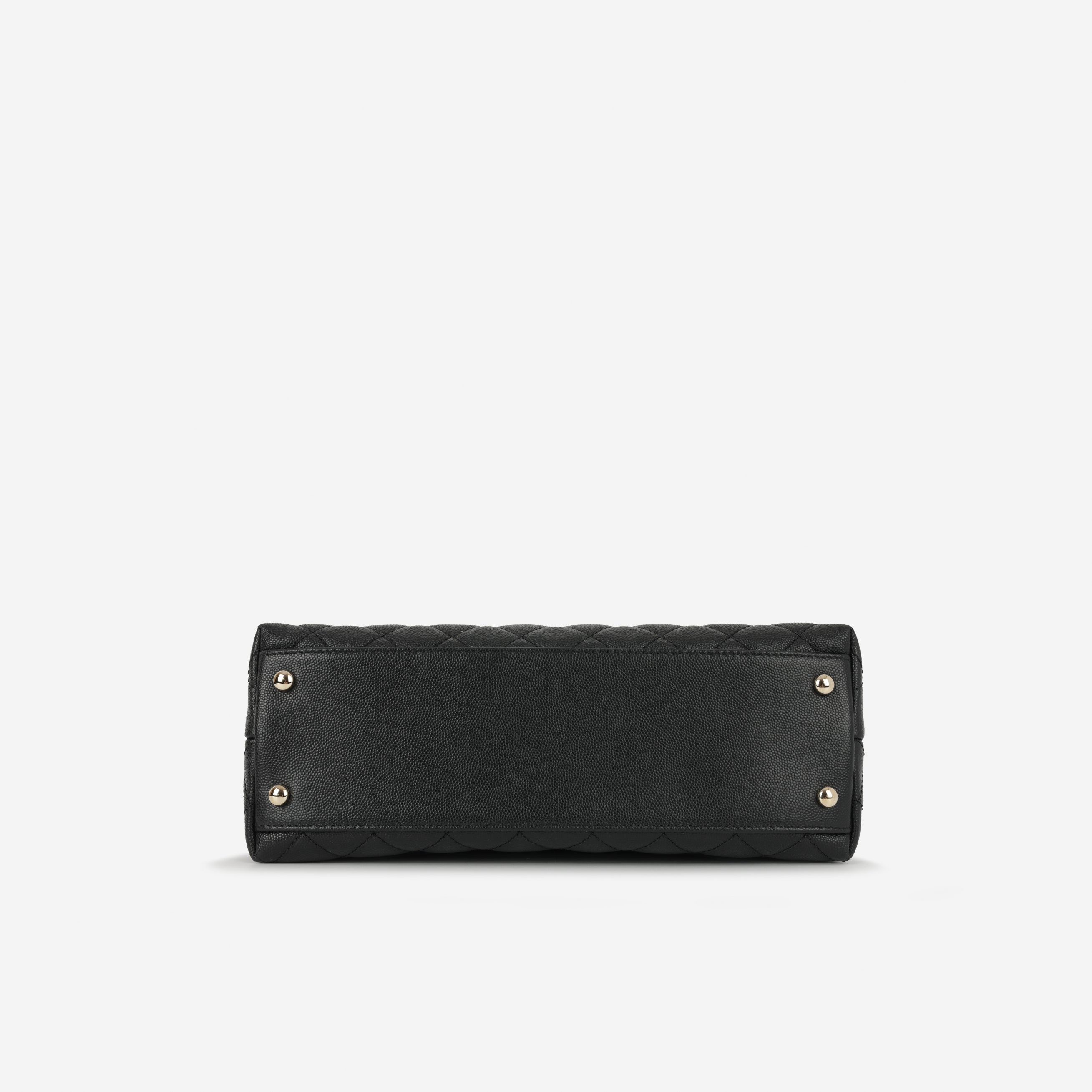 Chanel Medium Coco Handle - Black Caviar | Champagne Gold