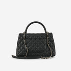 Chanel Medium Coco Handle - Black Caviar | Champagne Gold
