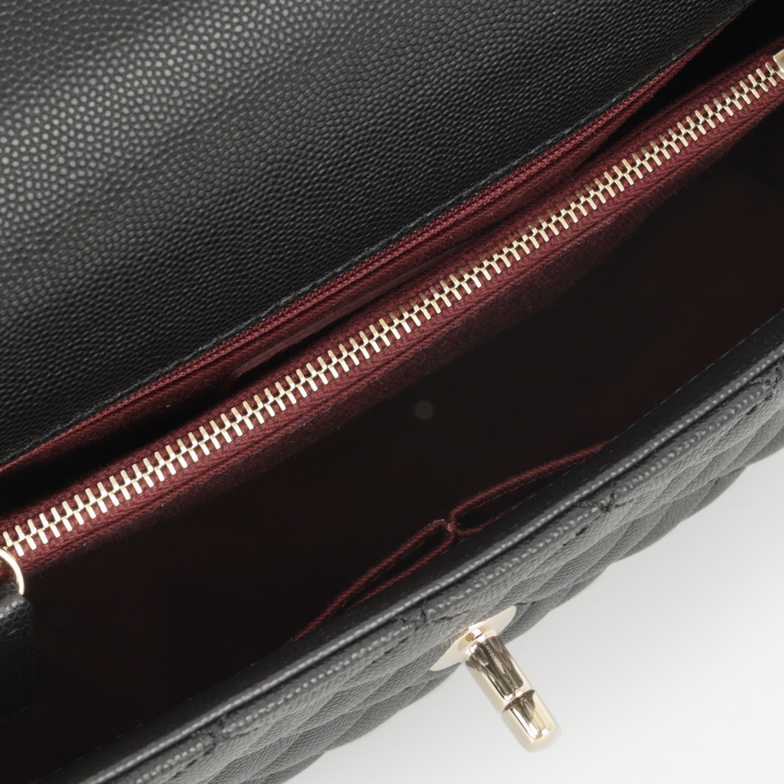 Chanel Medium Coco Handle - Black Caviar | Champagne Gold