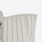 Chanel Large Deauville - White Canvas / Black Stripes | Silver Hardware