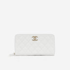 Chanel Zipped Long Wallet | Champagne Gold Hardware