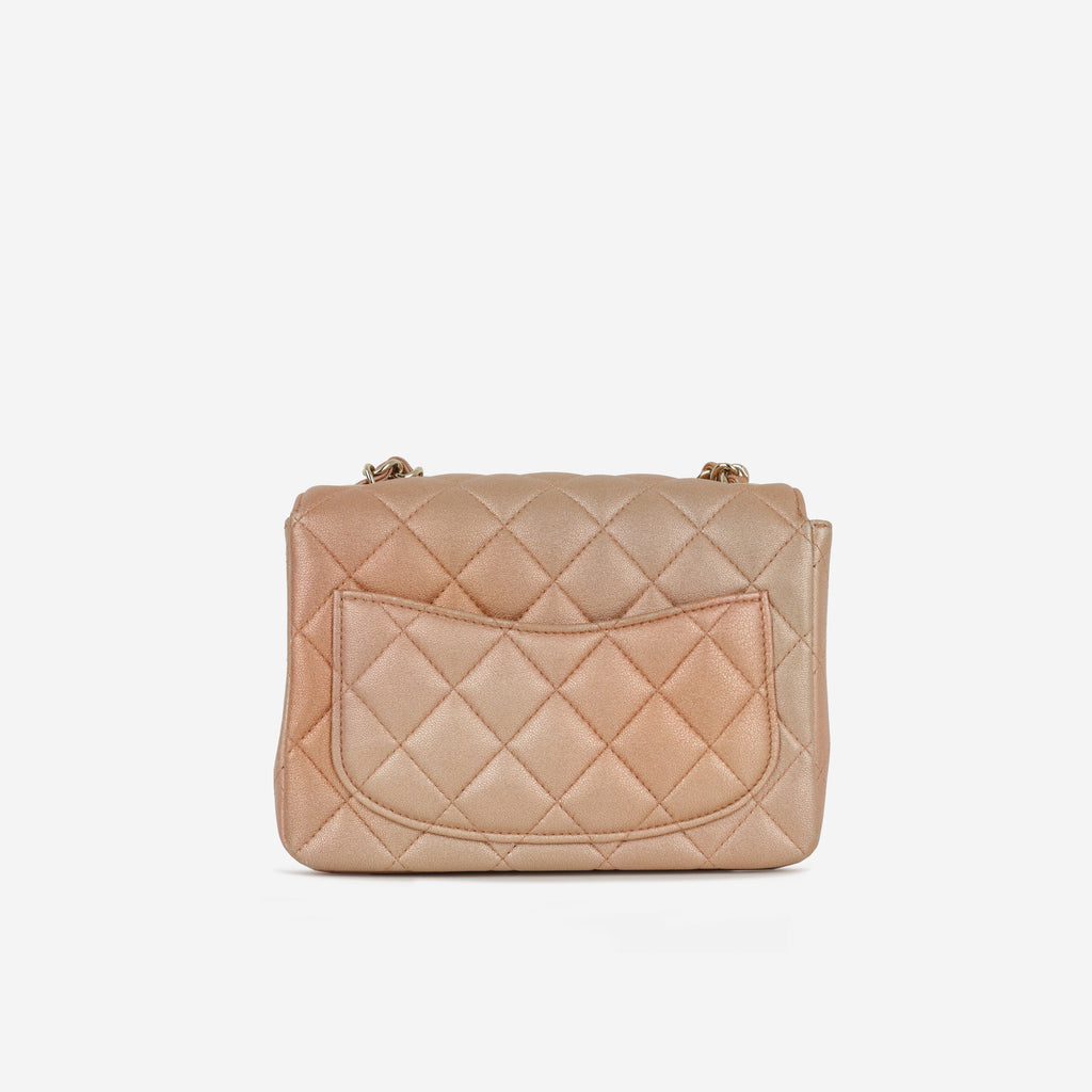 Chanel Mini Square Iridescent Pink Ombre | Gold Hardware