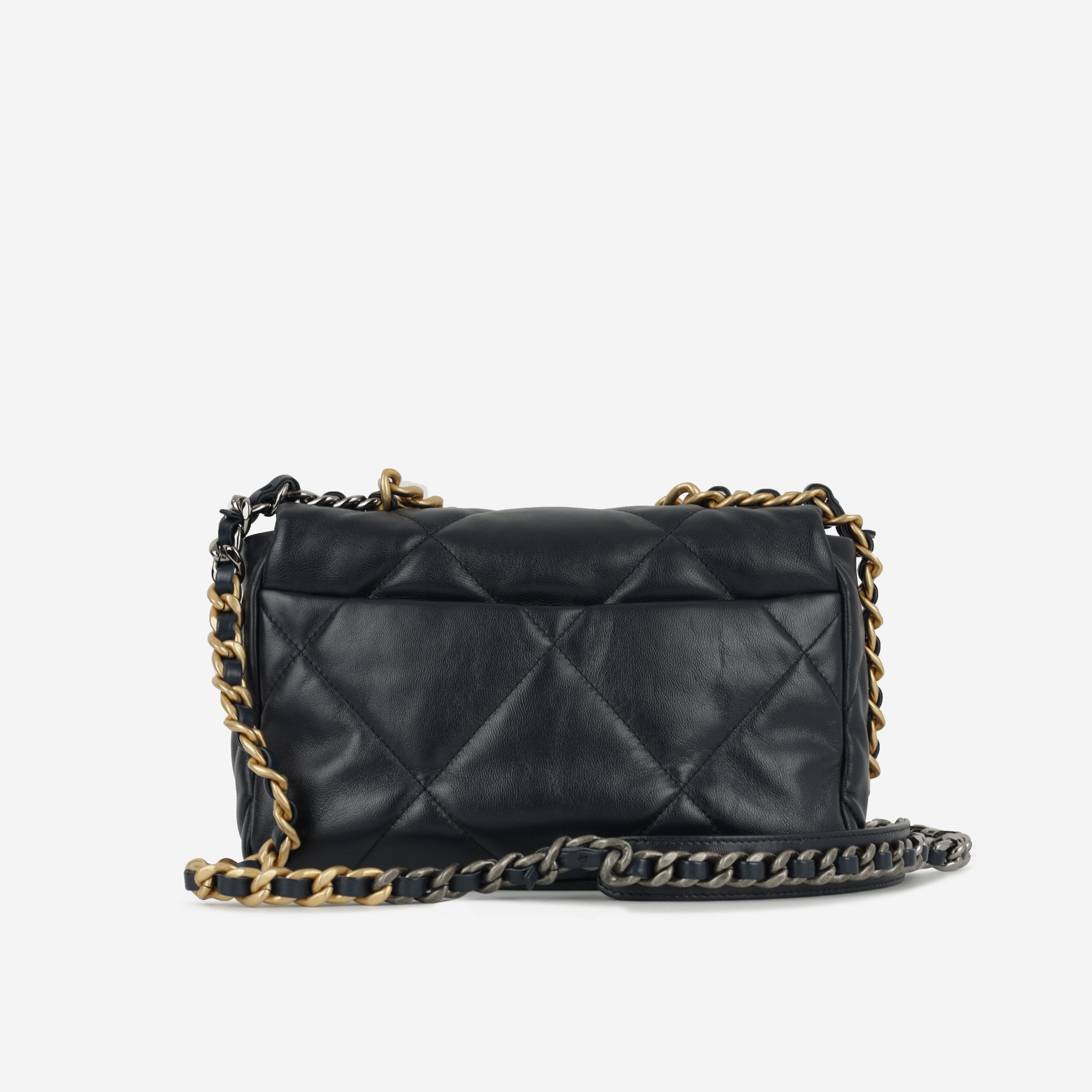 Chanel Small 19  Midnight Blue Lambskin | Gold & Silver Hardware