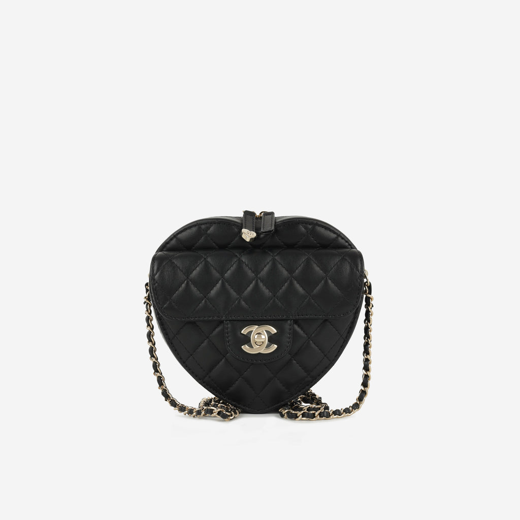 Chanel Large Heart Bag - Black Lambskin | Champane gold hardware