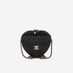 Chanel Large Heart Bag - Black Lambskin | Champane gold hardware