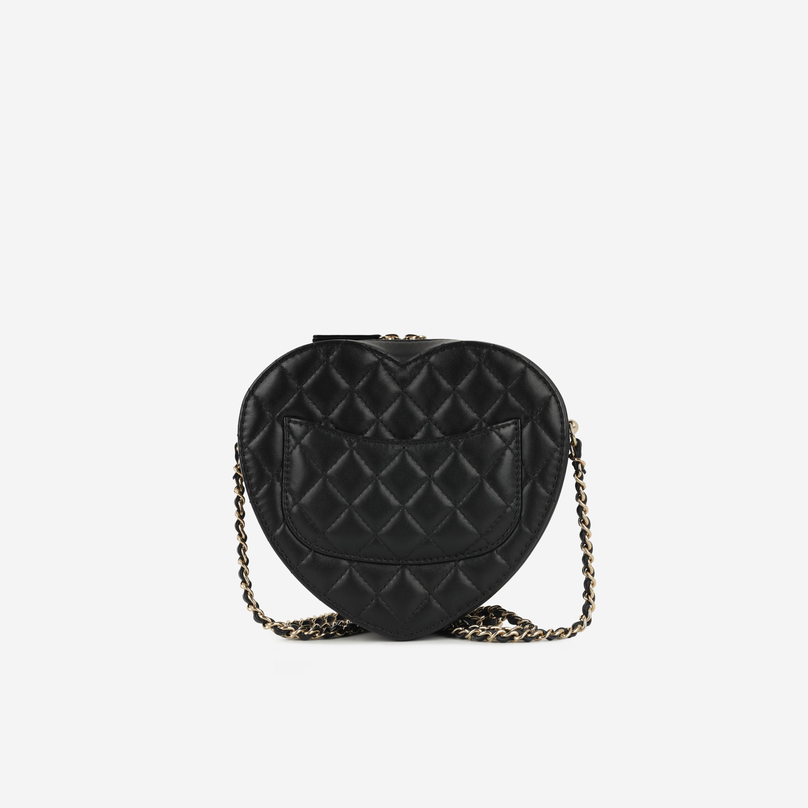 Chanel Large Heart Bag - Black Lambskin | Champane gold hardware