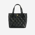 Chanel Small Surpique Stitch Tote | Black Calfskin