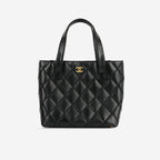 Chanel Small Surpique Stitch Tote | Black Calfskin