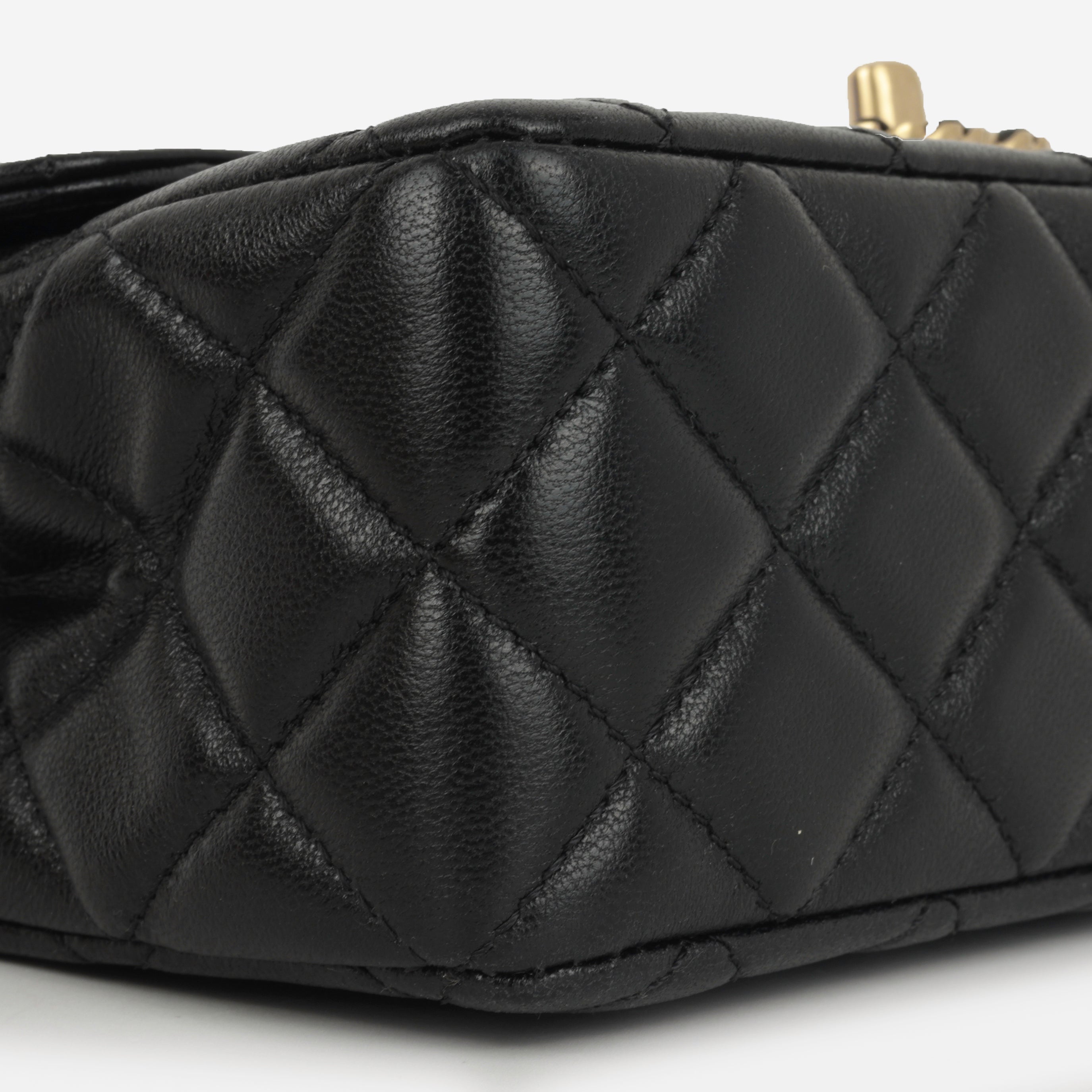 Chanel Mini Rectangular Strass Top Handle - Black Lambskin | Gold Hardware