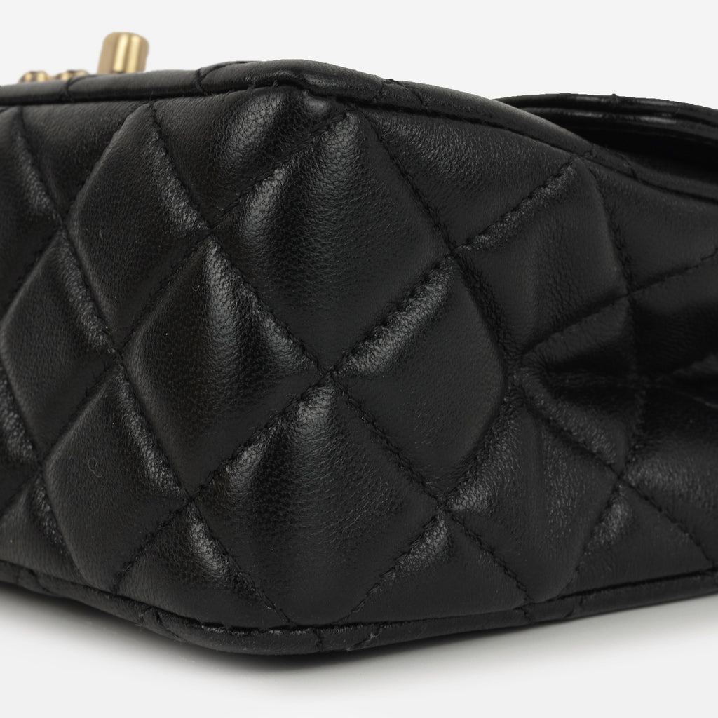 Chanel Mini Rectangular Strass Top Handle - Black Lambskin | Gold Hardware