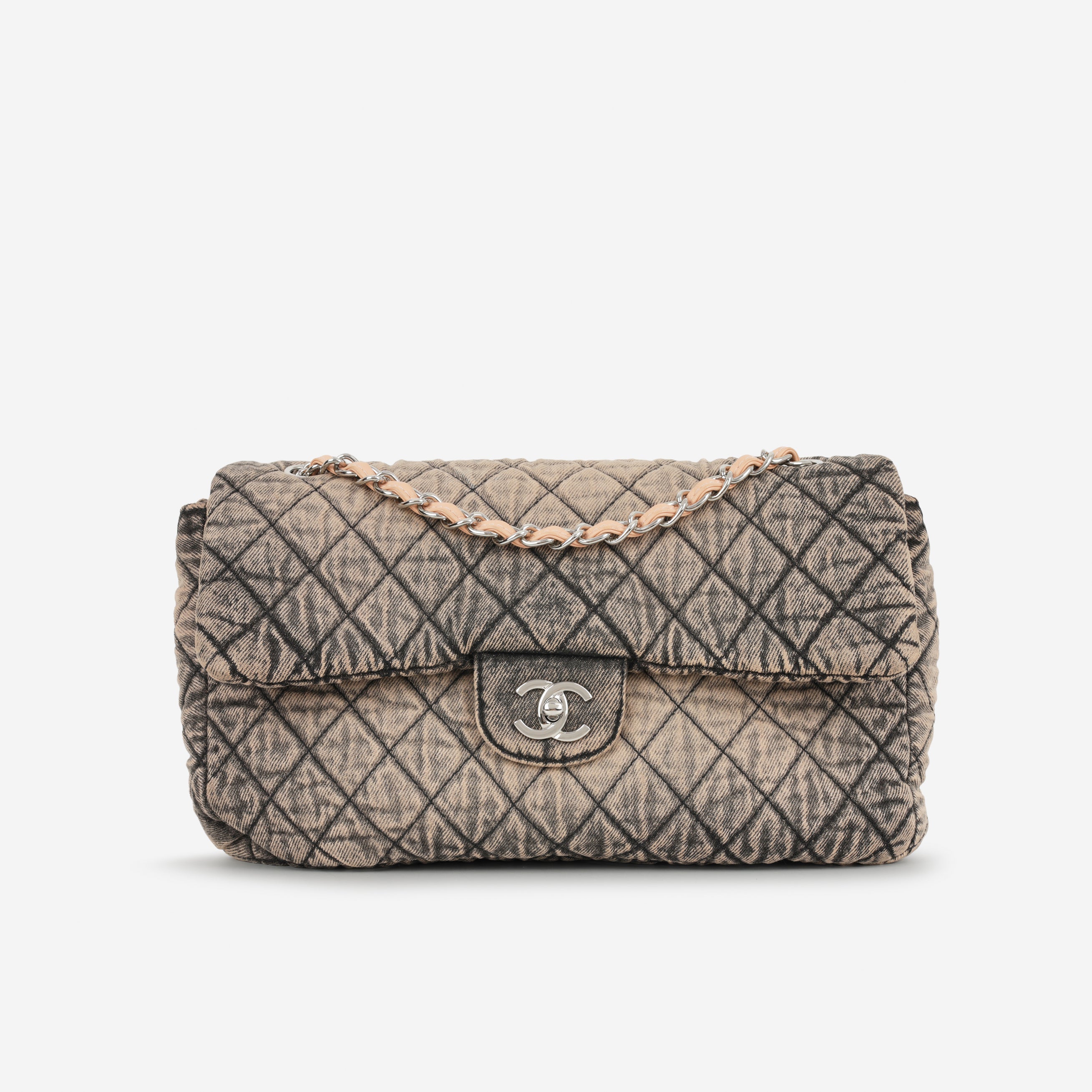 Chanel 20c Seasonal Jumbo Flap - Rose Clair / Black Denimpression  | Silver Hardware