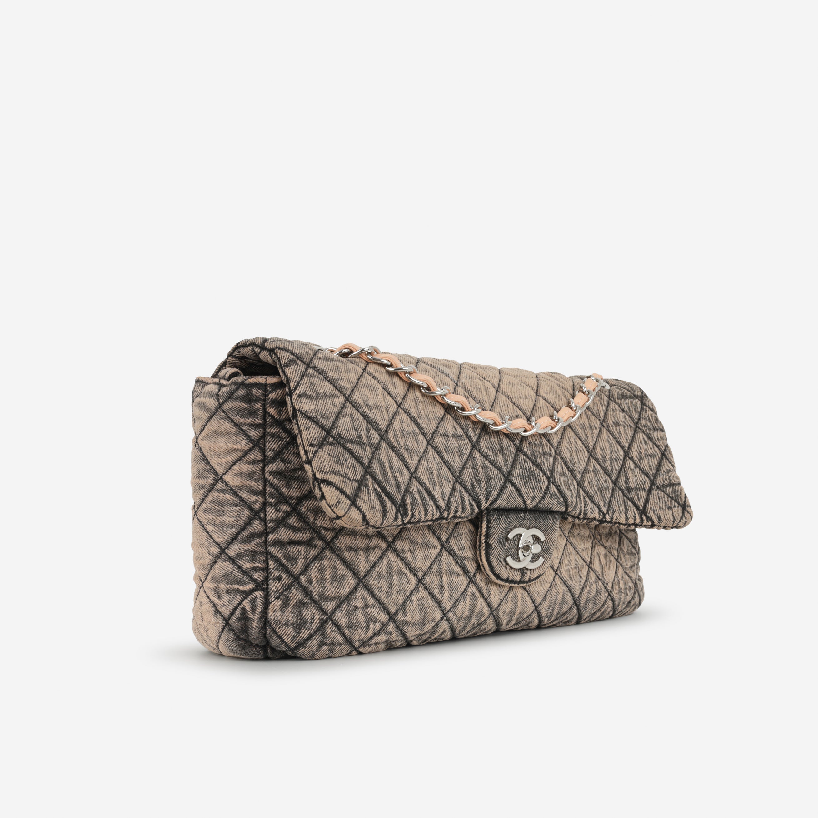 Chanel 20c Seasonal Jumbo Flap - Rose Clair / Black Denimpression  | Silver Hardware