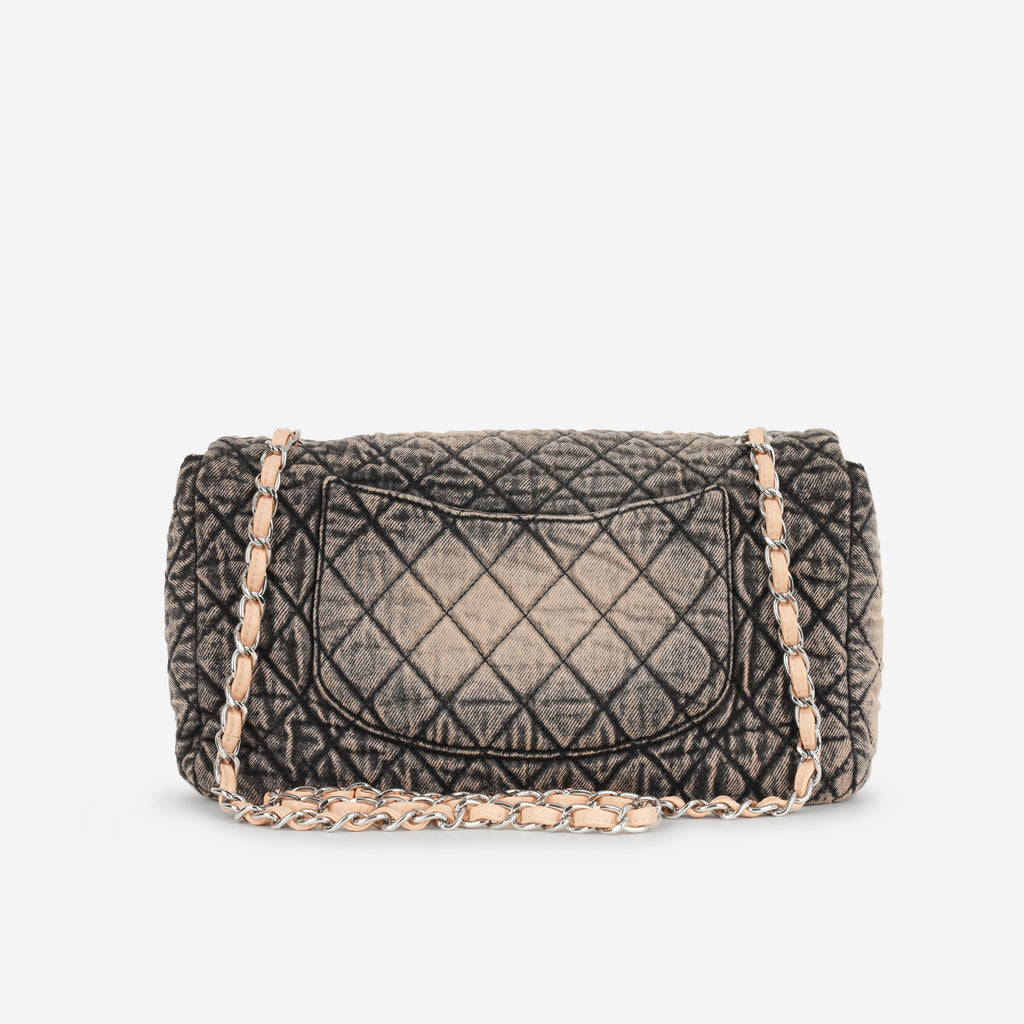 Chanel 20c Seasonal Jumbo Flap - Rose Clair / Black Denimpression  | Silver Hardware