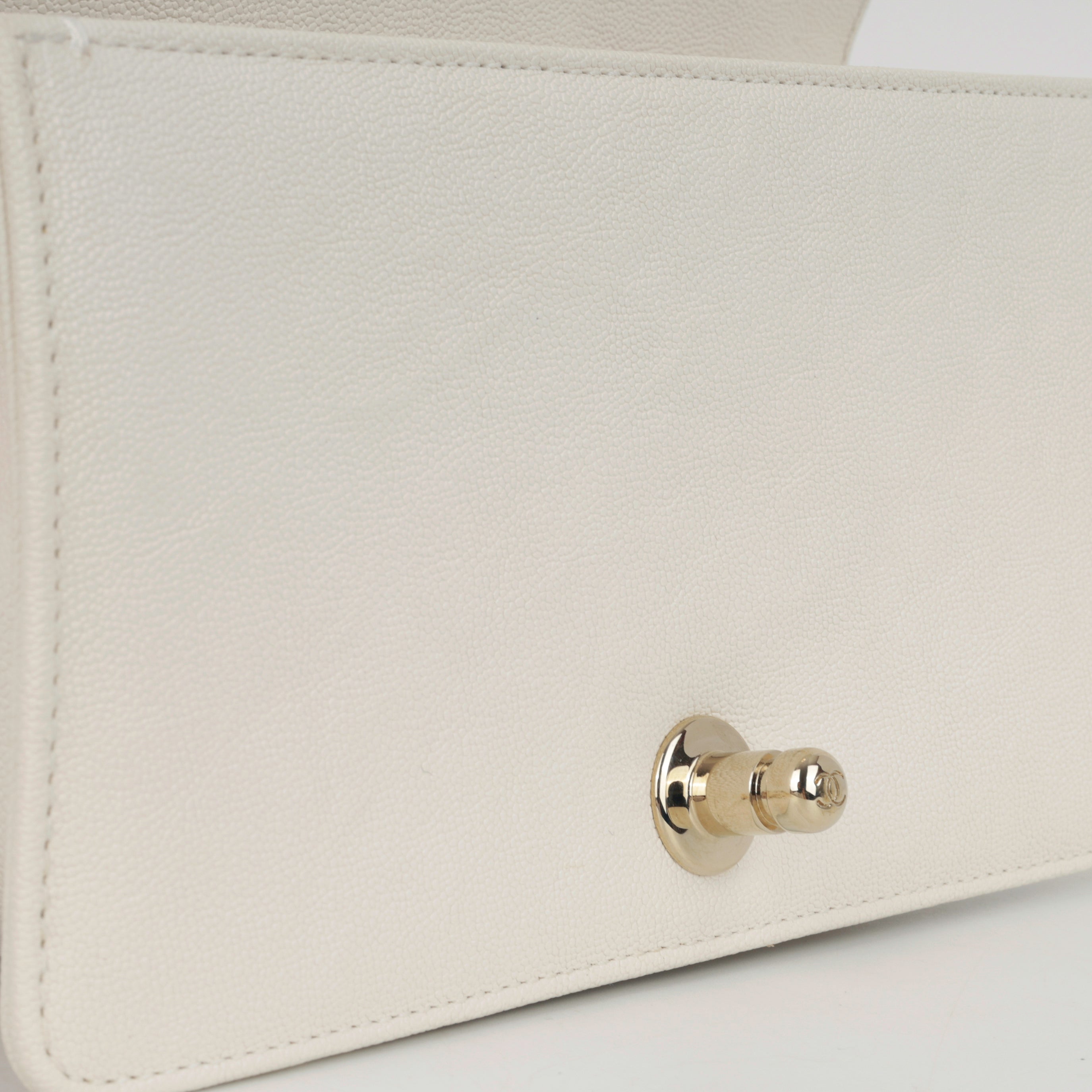 Chanel Small Boy Bag - Ivory Caviar | Champagne Gold Hardware