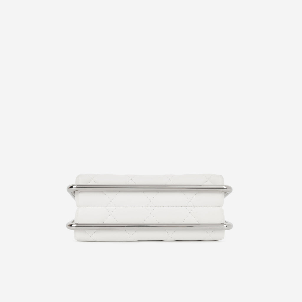 Chanel Convertible Clutch Satchel - White Lambskin | Silver Hardware