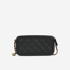 Chanel CC Filigree Clutch on Chain - Black Caviar | Gold Hardware
