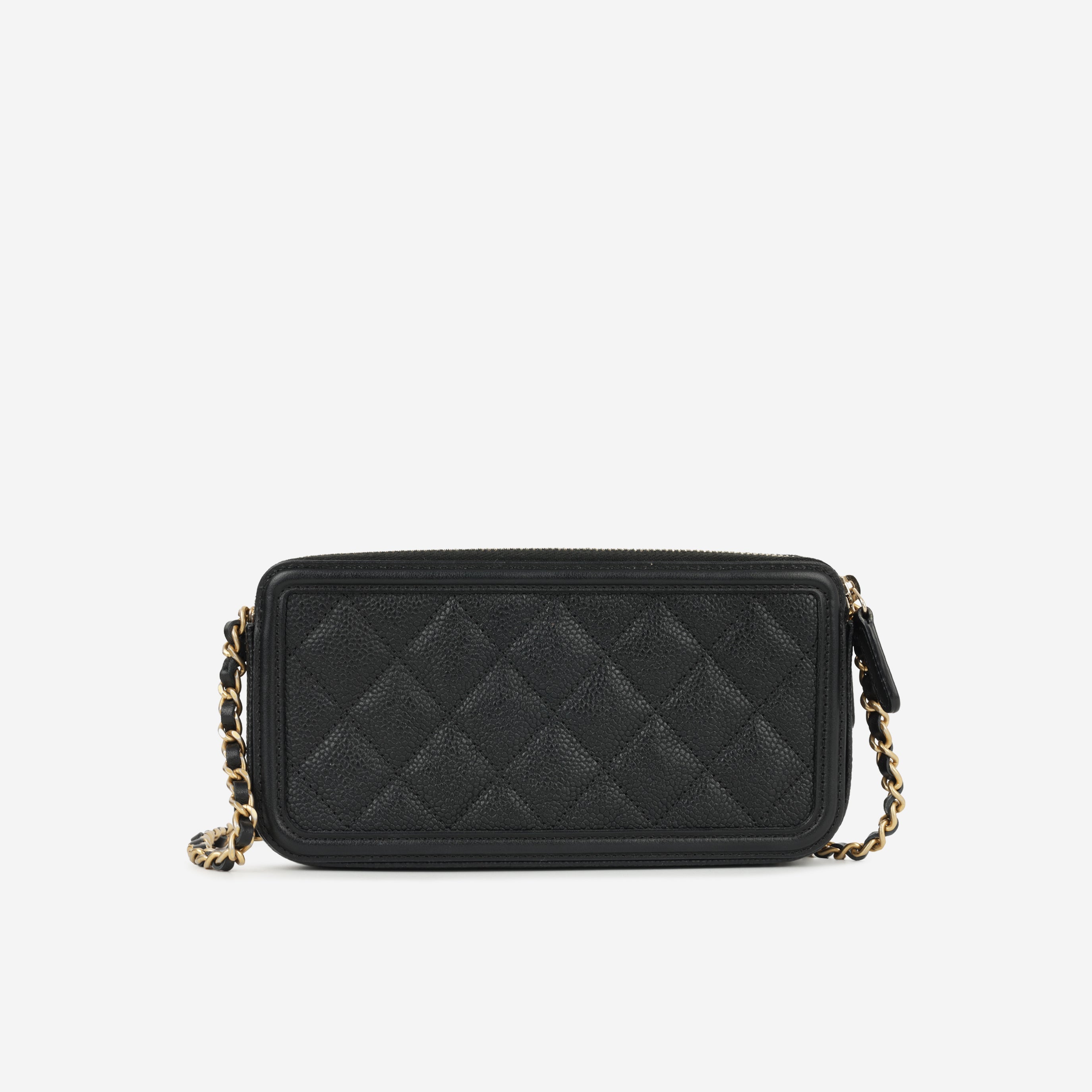 Chanel CC Filigree Clutch on Chain - Black Caviar | Gold Hardware