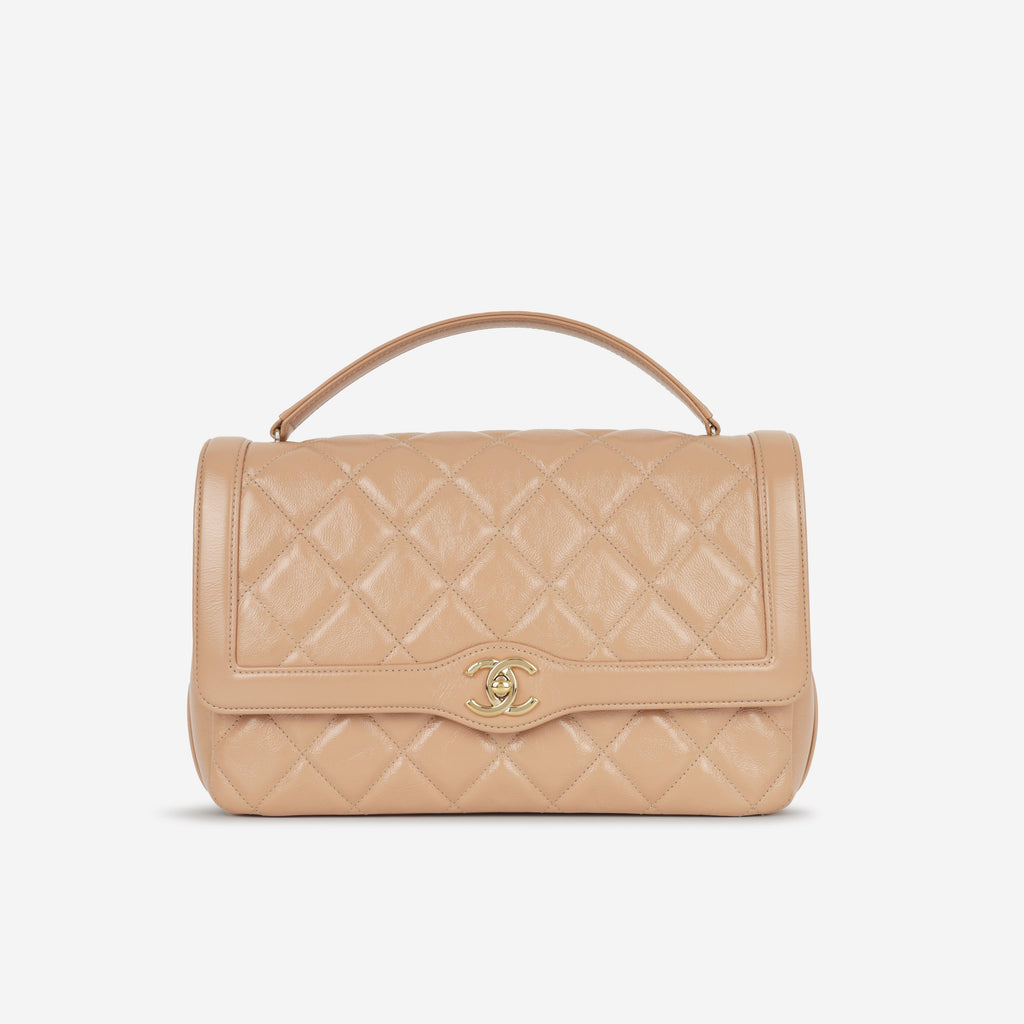 Chanel Hold The Line Flap - Caramel Shiny Crumpled Calfskin | Gold Hardware