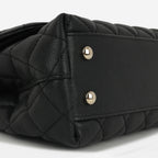 Chanel Small Coco Handle - Black Caviar / Burgundy Lizard Handle | Champagne Gold Hardware