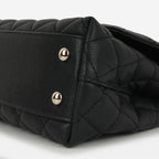 Chanel Small Coco Handle - Black Caviar / Burgundy Lizard Handle | Champagne Gold Hardware