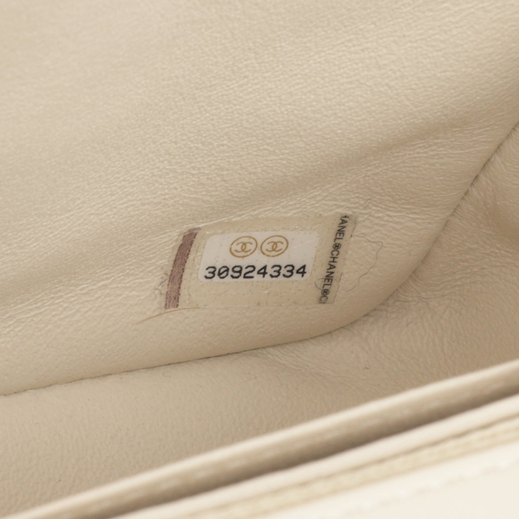Chanel Mini Square - Ivory Chevron Lambskin | Silver Hardware