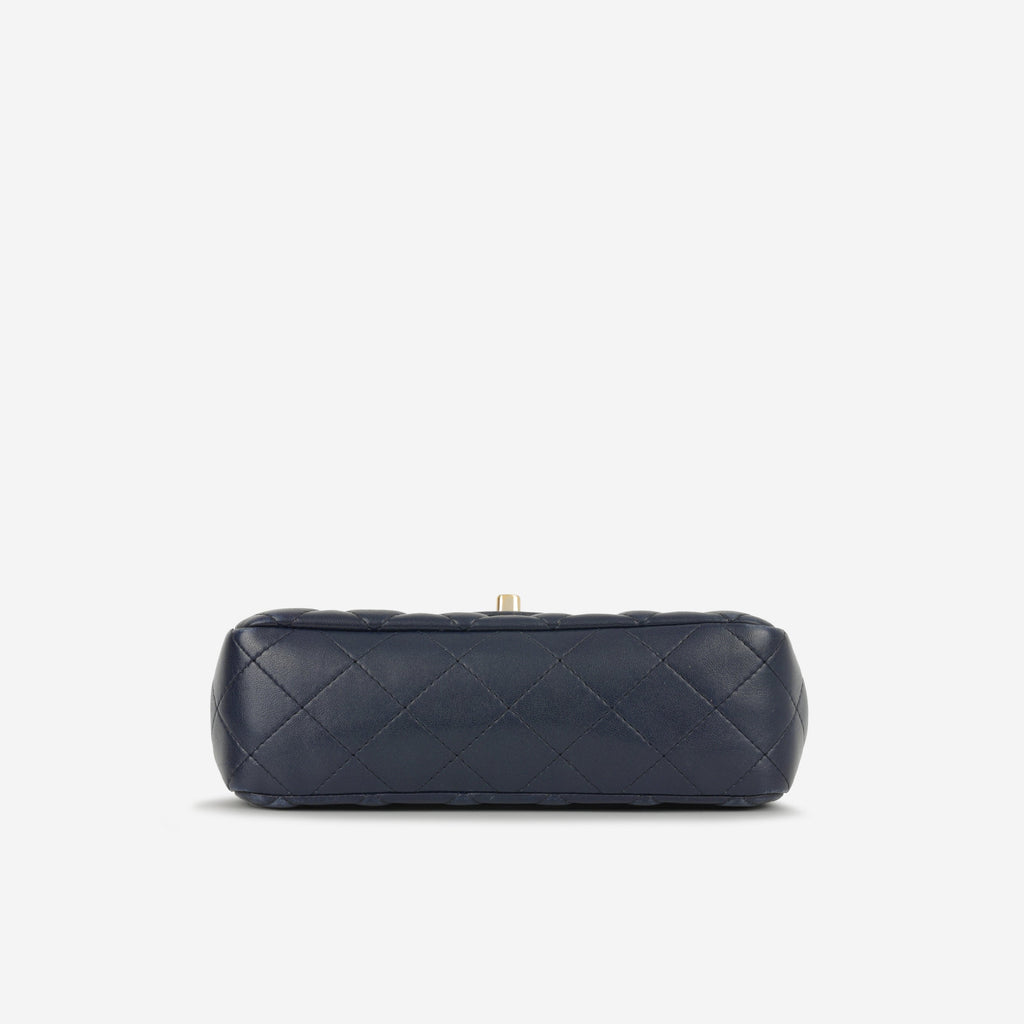 Chanel Mini Flap Rectangular - Navy Lambskin | Champagne Gold Hardware