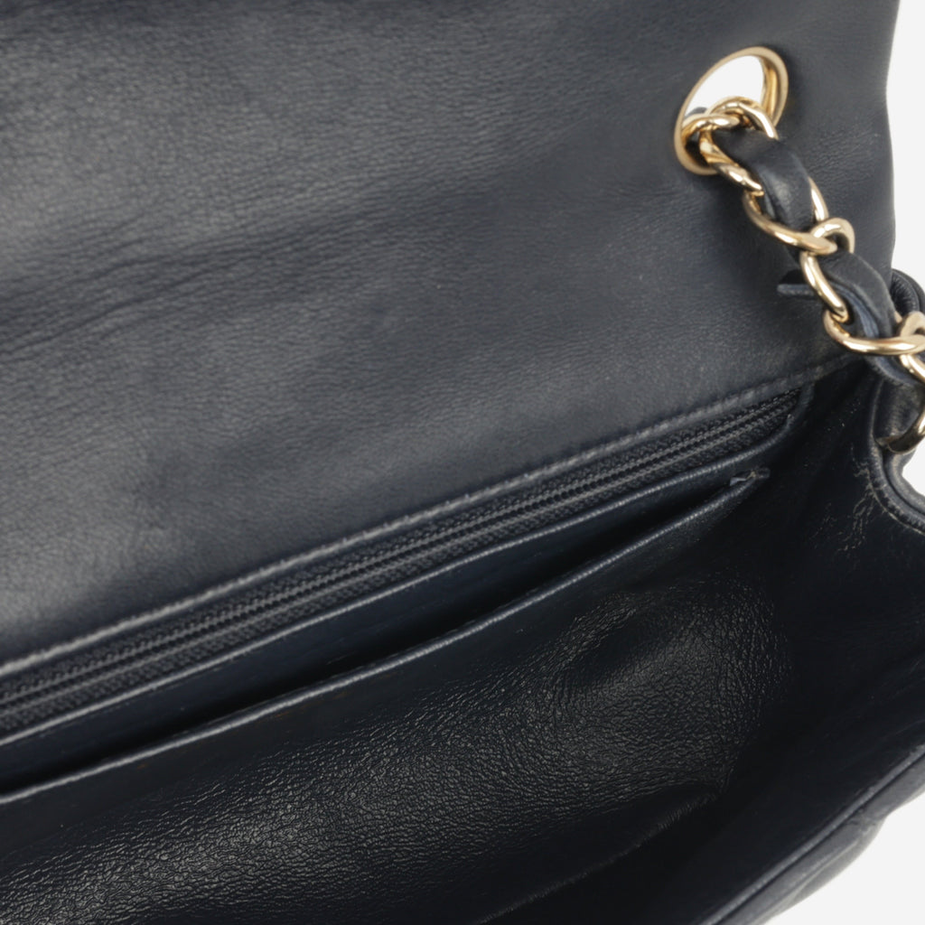 Chanel Mini Flap Rectangular - Navy Lambskin | Champagne Gold Hardware