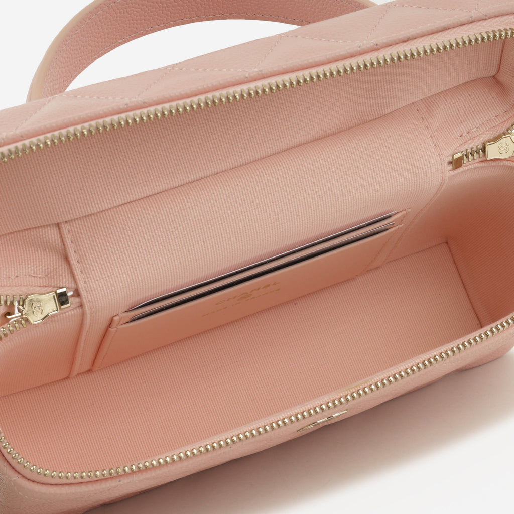 Chanel Top Handle Vanity With Chain - Pink Caviar | Champagne Gold Hardware