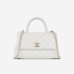 Chanel Small Coco Handle - White Caviar | Champagne Gold Hardware
