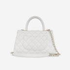 Chanel Small Coco Handle - White Caviar | Champagne Gold Hardware