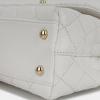 Chanel Small Coco Handle - White Caviar | Champagne Gold Hardware
