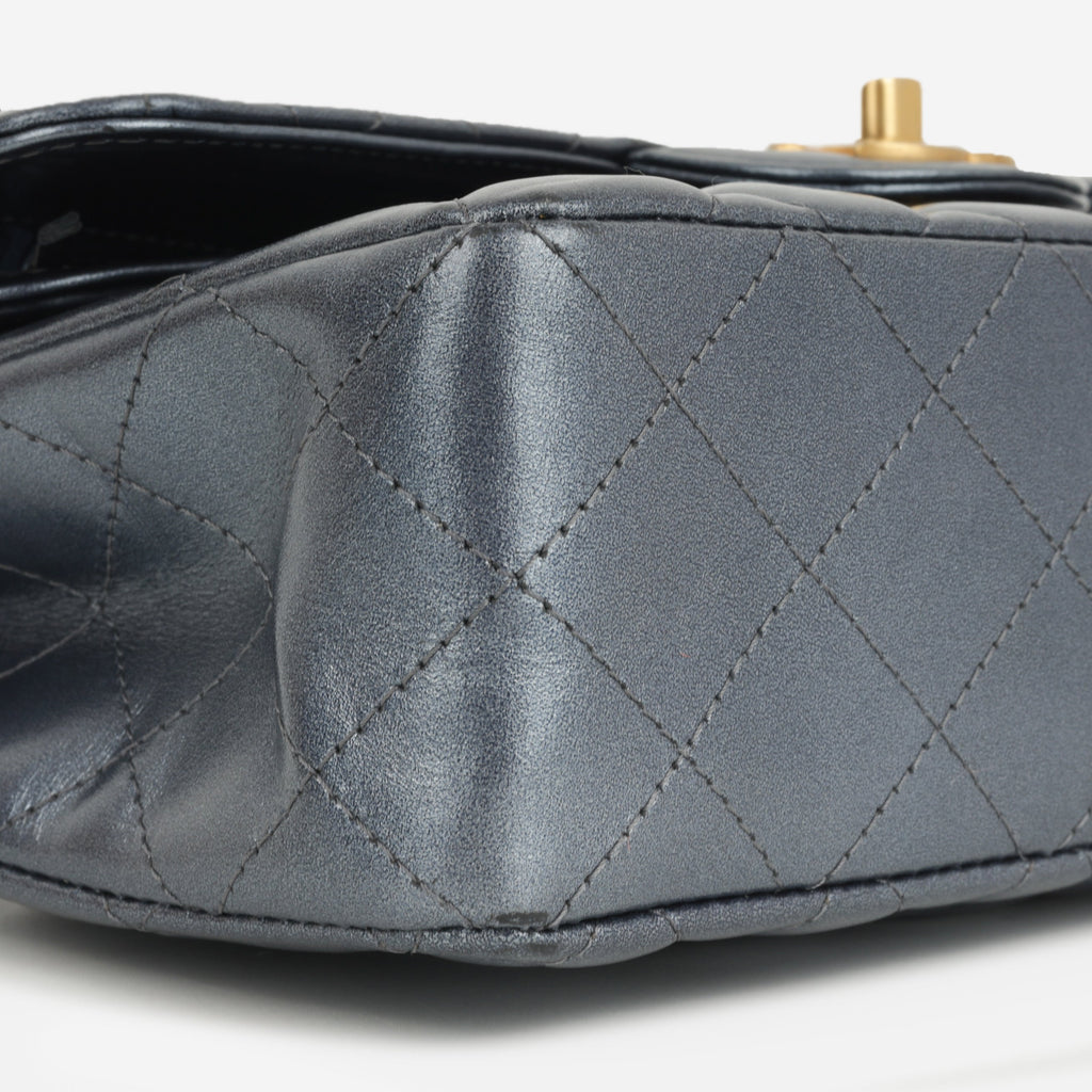 Chanel Small Classic Flap - Blue Metallic Calfskin | Gold Hardware