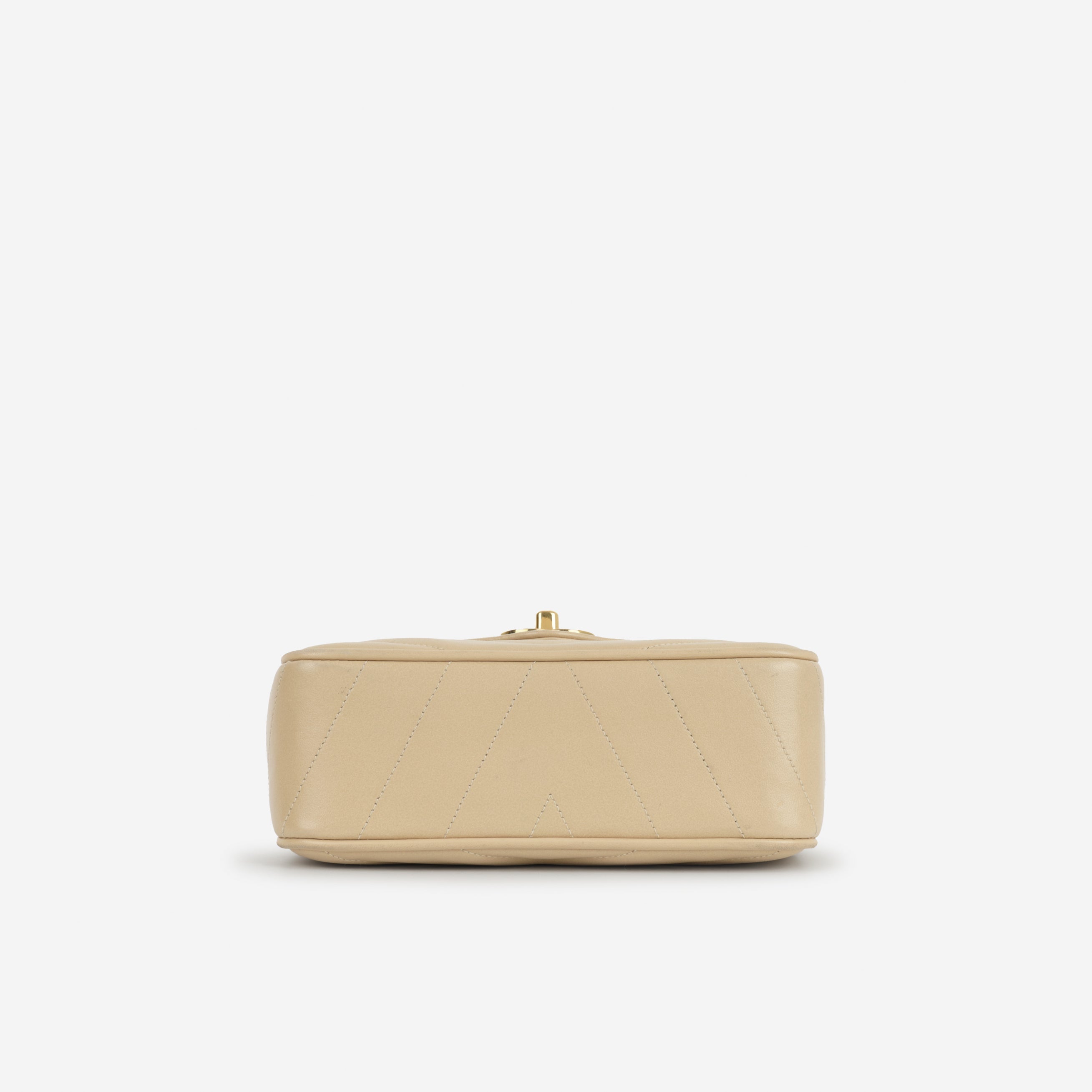 Chanel Vintage Square Chevron Flap - Beige Lambskin | Gold Hardware