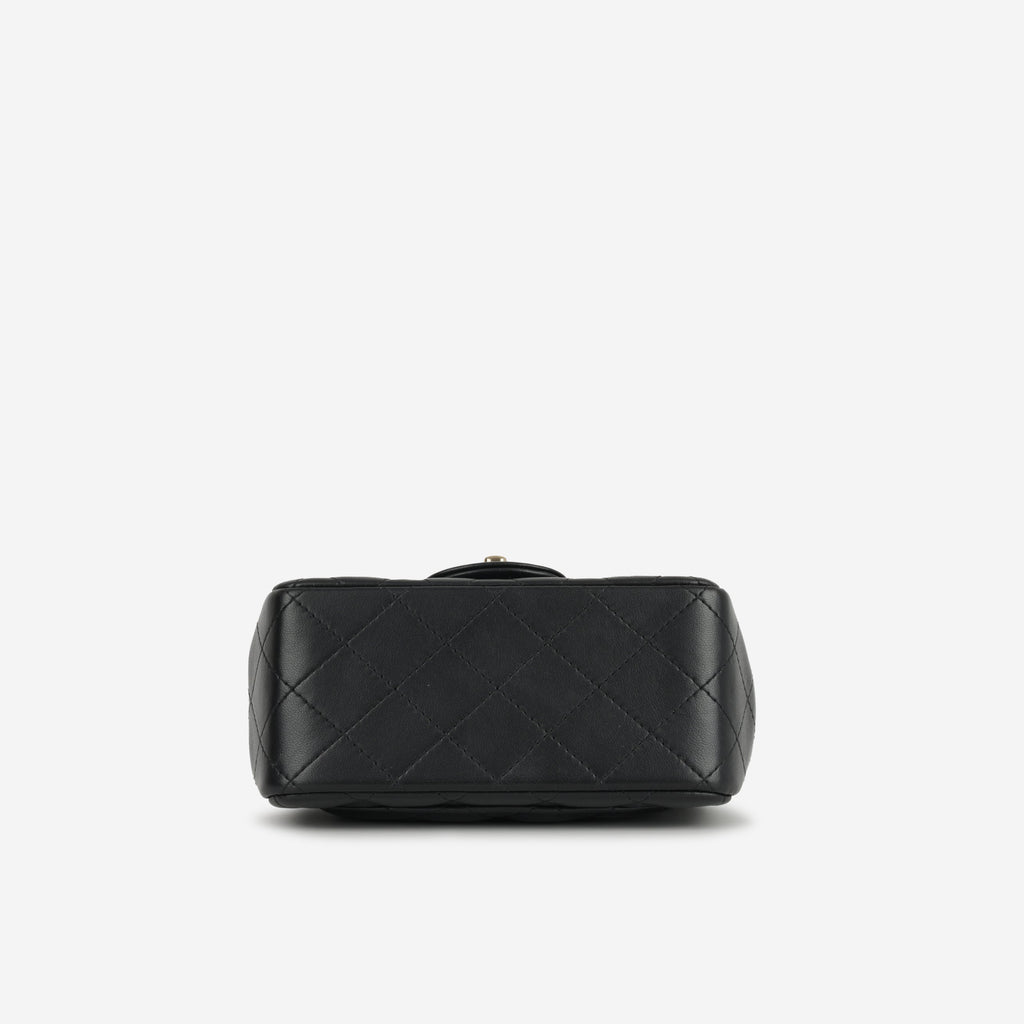 Chanel Mini Square Classic Flap - Black Lambskin | Champagne Gold Hardware