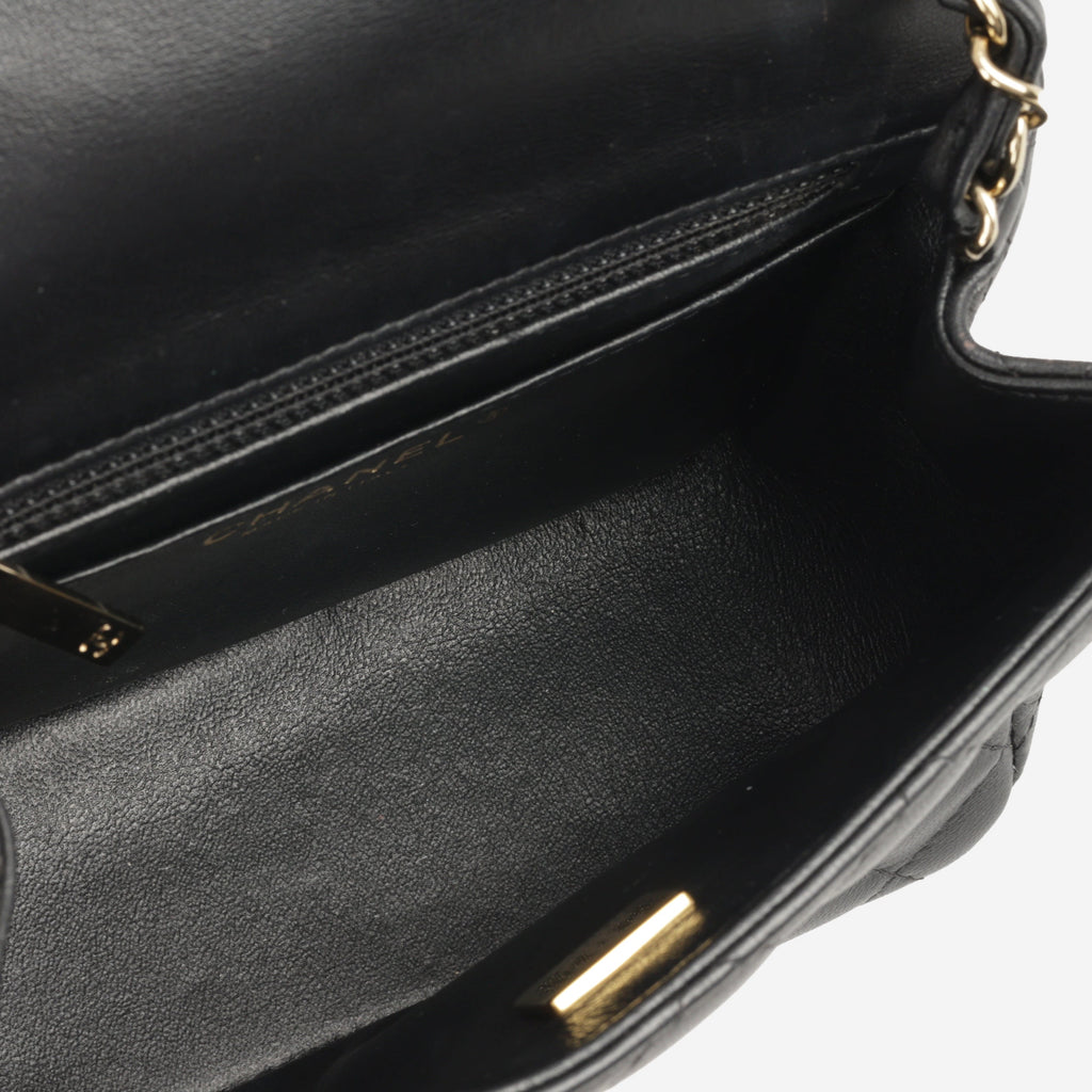 Chanel Mini Square Classic Flap - Black Lambskin | Champagne Gold Hardware