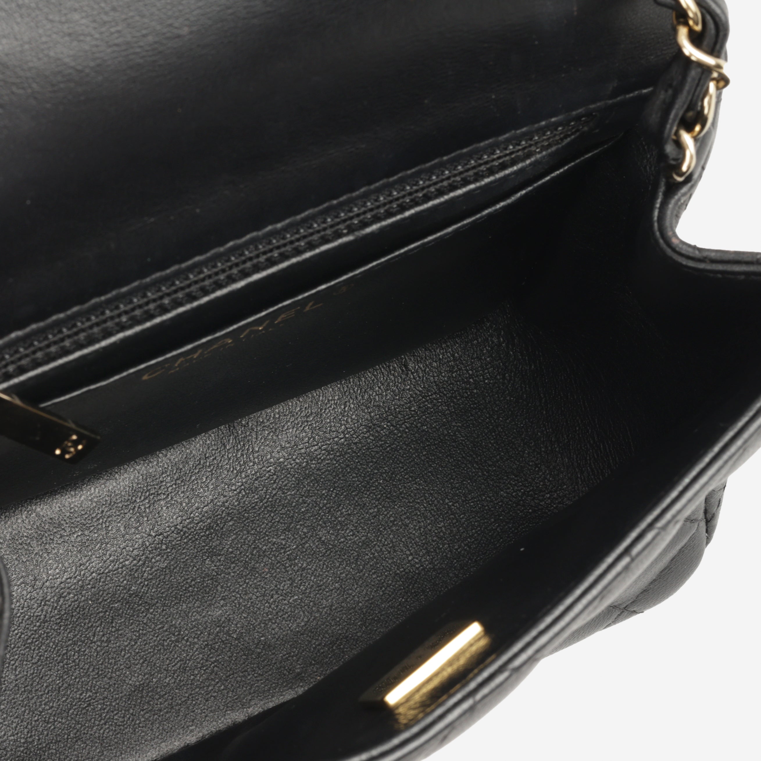 Chanel Mini Square Classic Flap - Black Lambskin | Champagne Gold Hardware