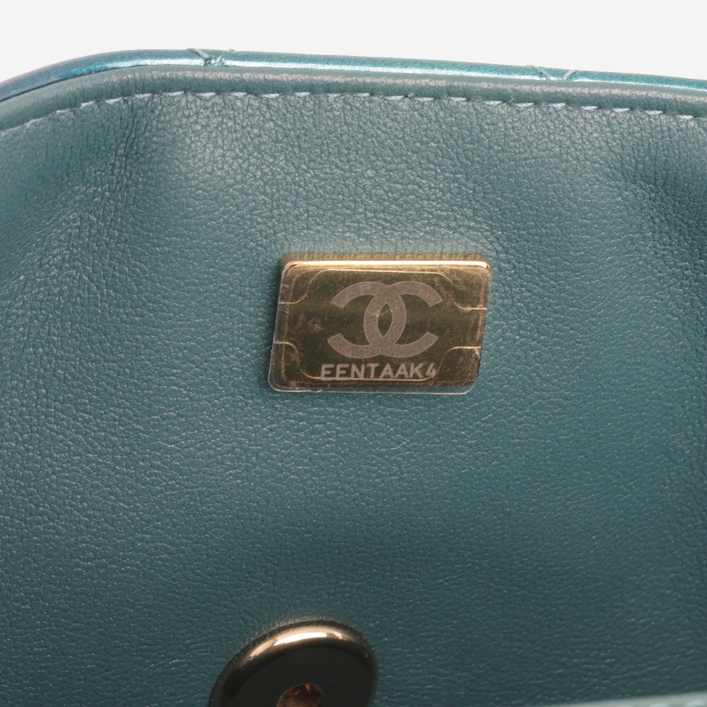 Chanel Mini Flap Rectangular - Blue Ombre Patent | Champagne Gold Hardware