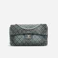 Chanel 20c Seasonal Jumbo Flap - Teal / Black Denimpression  | Silver Hardware