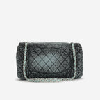 Chanel 20c Seasonal Jumbo Flap - Teal / Black Denimpression  | Silver Hardware