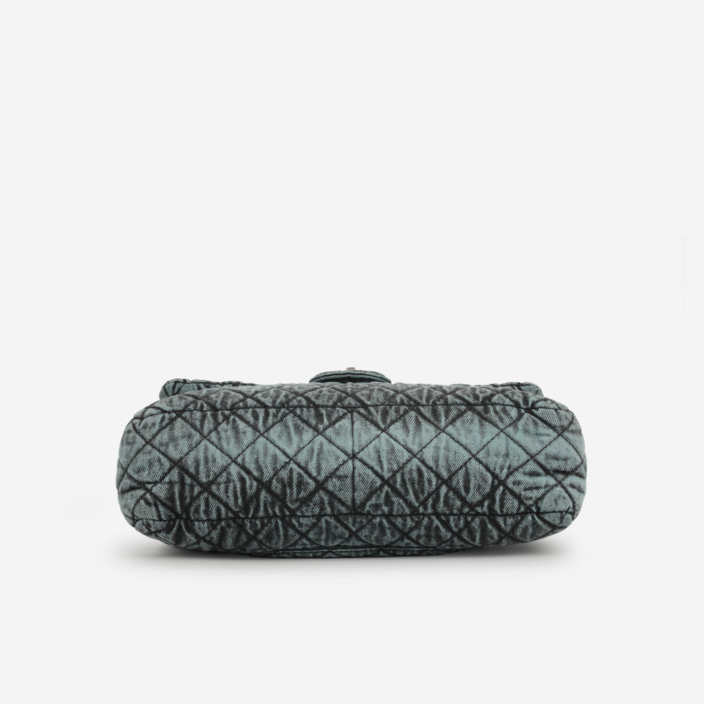 Chanel 20c Seasonal Jumbo Flap - Teal / Black Denimpression  | Silver Hardware