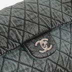 Chanel 20c Seasonal Jumbo Flap - Teal / Black Denimpression  | Silver Hardware