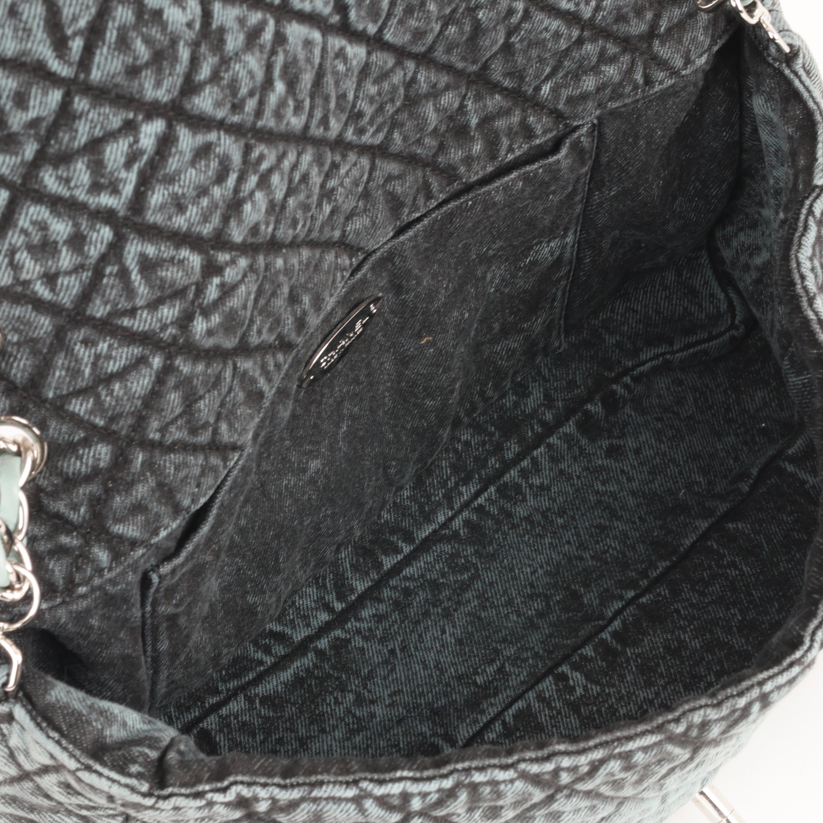Chanel 20c Seasonal Jumbo Flap - Teal / Black Denimpression  | Silver Hardware