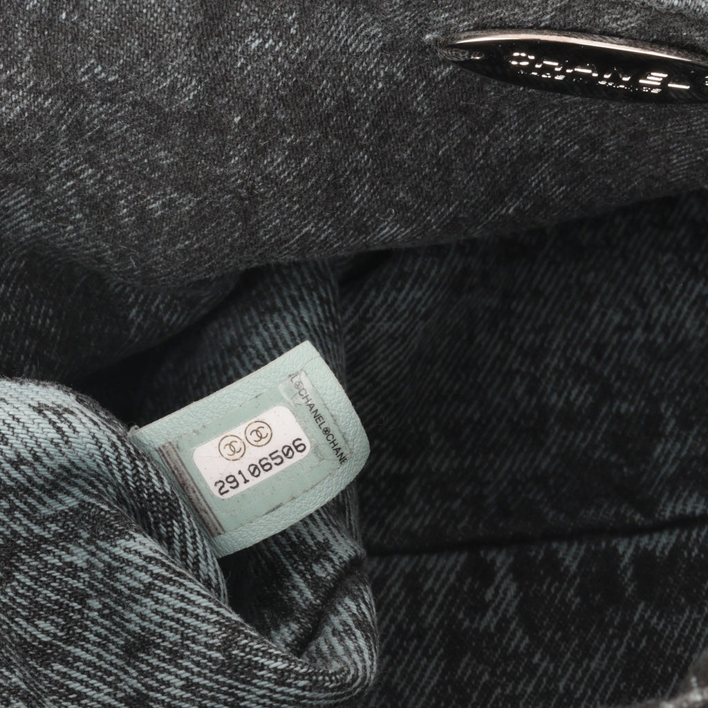 Chanel 20c Seasonal Jumbo Flap - Teal / Black Denimpression  | Silver Hardware