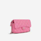 Chanel CC Phone Holder - Hot Pink Lambskin | Silver Hardware