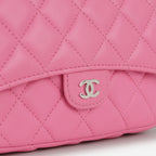 Chanel CC Phone Holder - Hot Pink Lambskin | Silver Hardware