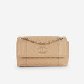 Chanel Small Daily Flap - Beige Calfskin | Champagne Gold Hardware