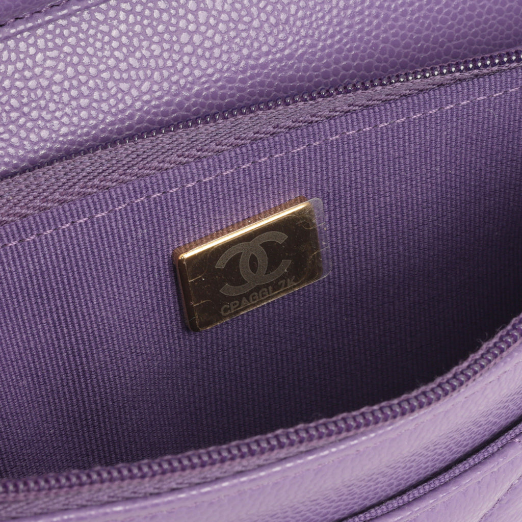 Chanel Classic Wallet on Chain - Purple Caviar | Champagne Gold Hardware