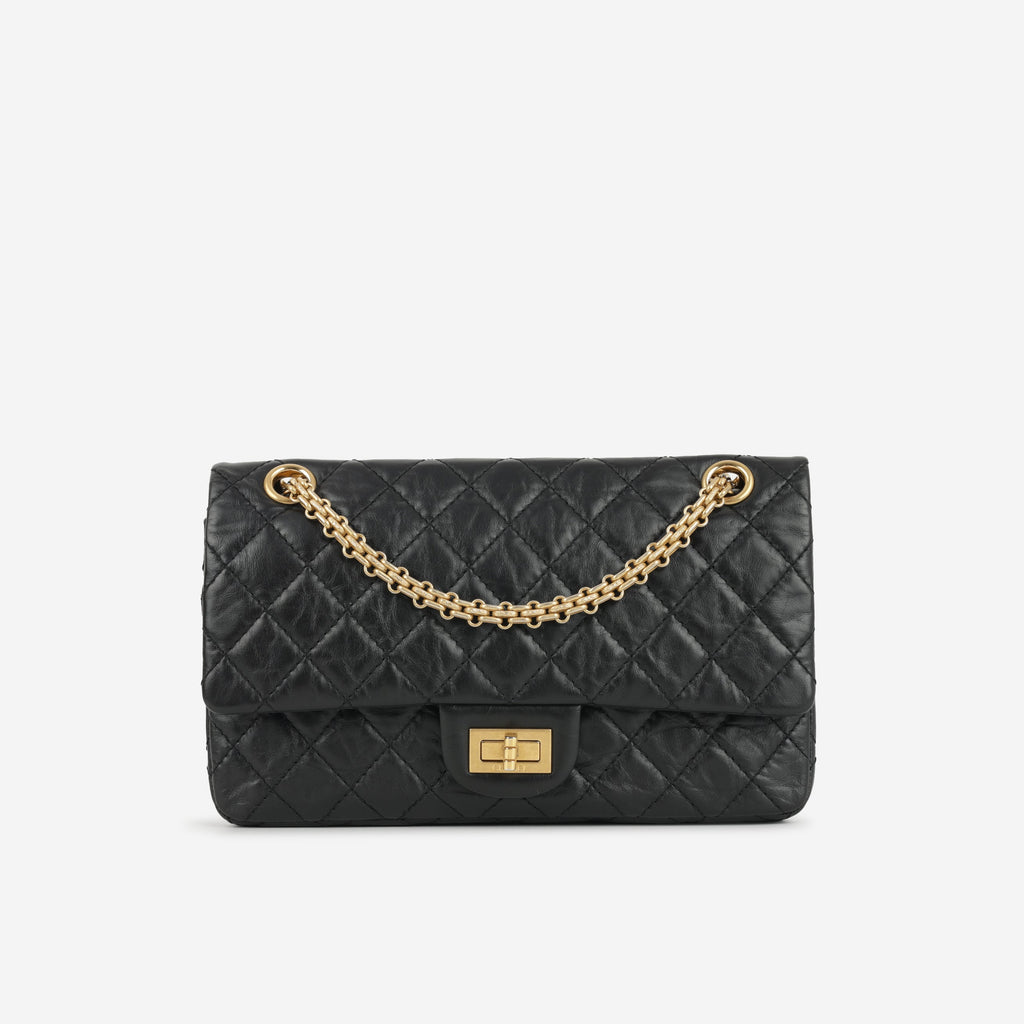 Chanel 2.55 Reissue 225 - Black Crumpled Calfskin | Gold Hardware