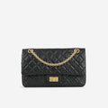 Chanel 2.55 Reissue 225 - Black Crumpled Calfskin | Gold Hardware